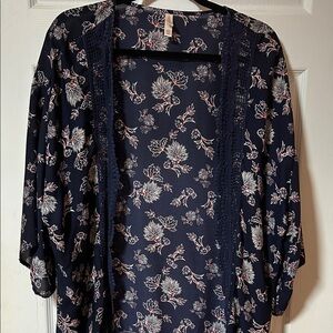Xhilaration Navy Floral Blouse